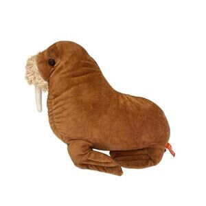 Wild Republic Plush Walrus With Tusks Brown Stuffed Animal Toy 13” Long